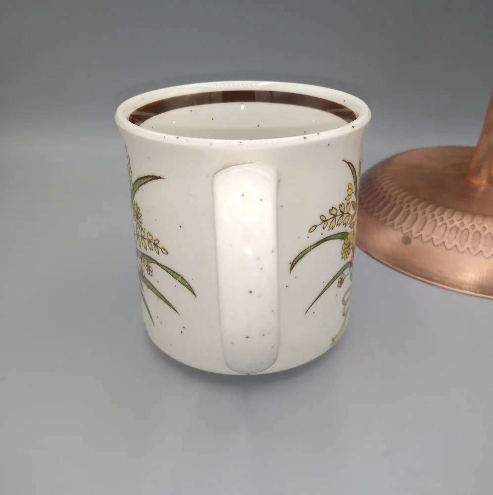 Speckled Glaze Flower Bouquet Coffee Mug 1970s Vintage